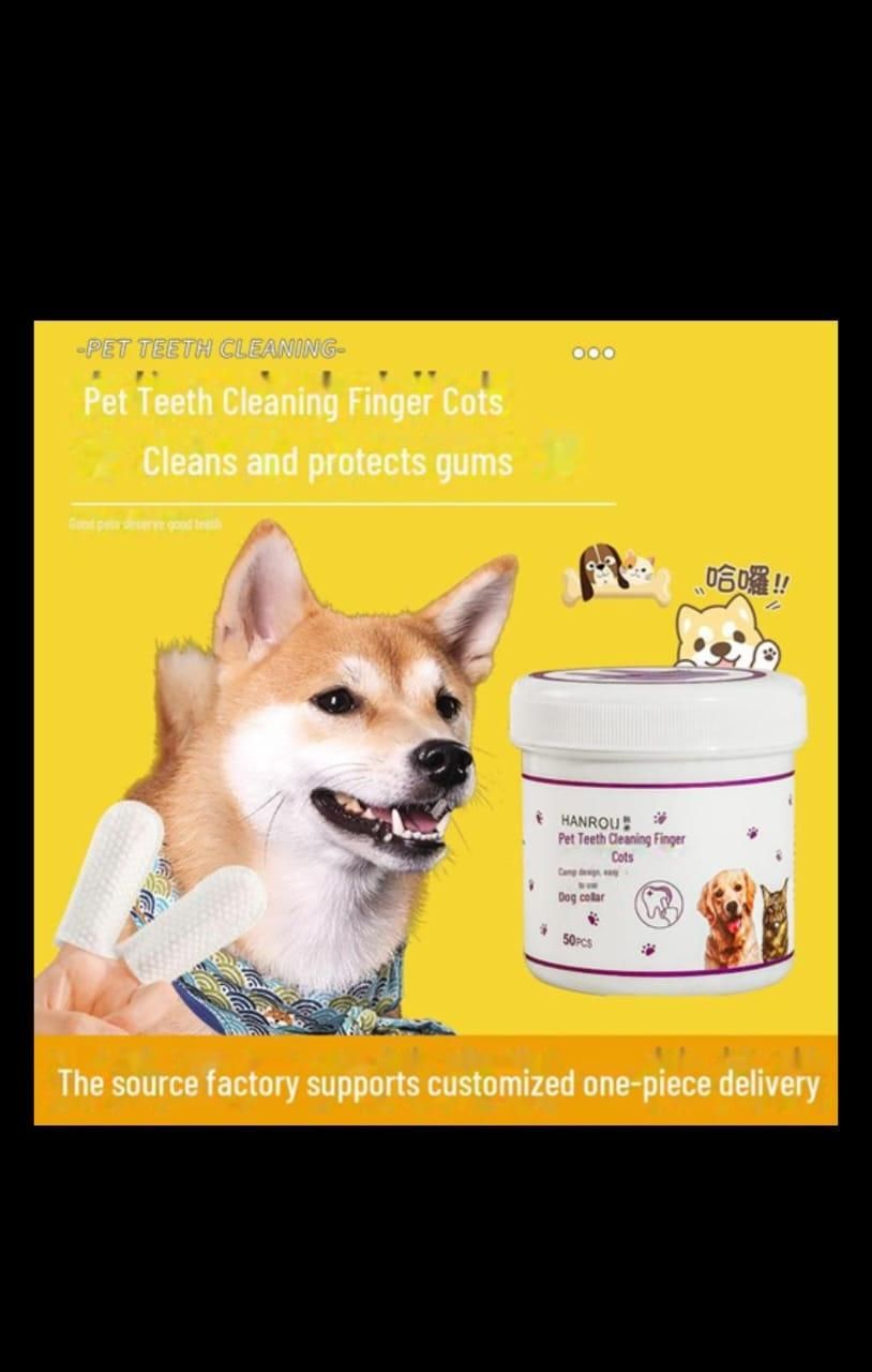 Disposable Dental Finger Wipes for Pets (50 Counts)
