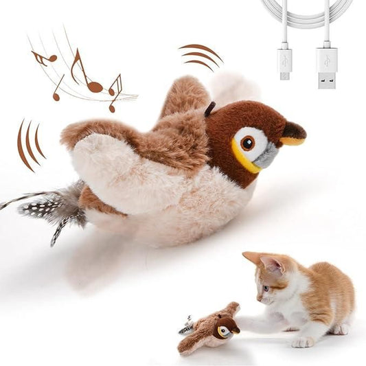 Flapping Cat Toy – Rechargeable Automatic Chirping Bird Toy