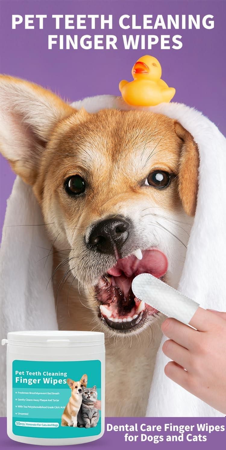 Disposable Dental Finger Wipes for Pets (50 Counts)