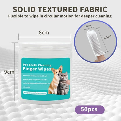 Disposable Dental Finger Wipes for Pets (50 Counts)