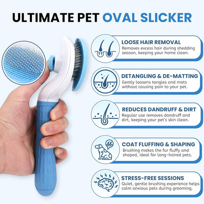 Pet Grooming Kit – Hair Remover Comb + Flea Comb + Shampoo Brush + Nail Clippers