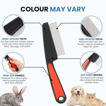 Pet Grooming Kit – Hair Remover Comb + Flea Comb + Shampoo Brush + Nail Clippers