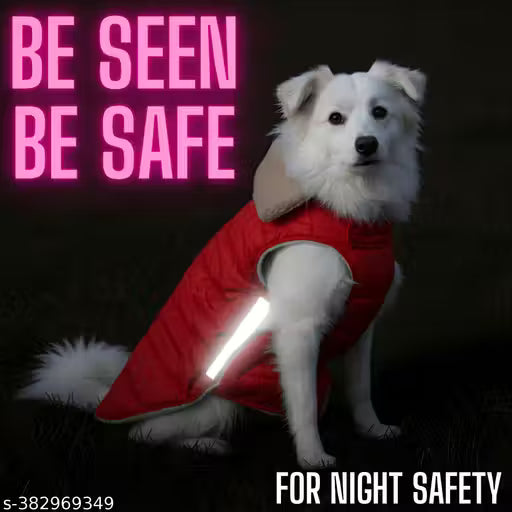 Winter Jacket for Dogs – Warm Polyester Winterwear (Free Size, Red)